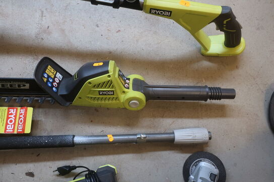 Boremaskine, vinkelsliber mv.  RYOBI Model: 5NR19/66-2, RAG18125, RID18X,  Easy Egde, Hegde Sweep, 