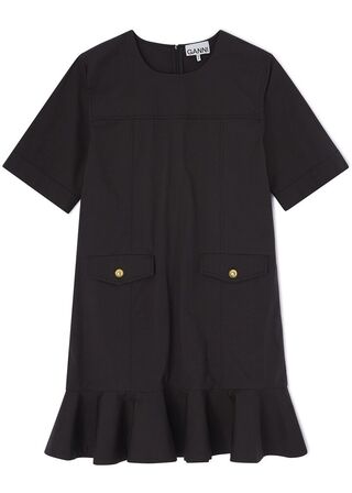 Stretch Cotton Mini Dress W. Frill GANNI Str.: 40