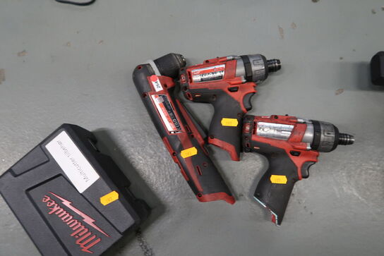 3 stk. akku håndværktøj MILWAUKEE M12 CD, C12 RAD