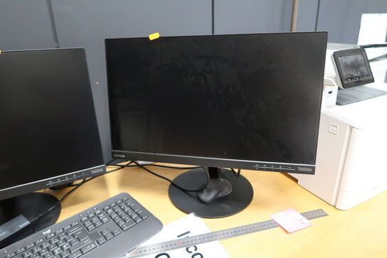 2 stk. computerskærme LENOVO, tastatur, headset, dockingstation m.m.