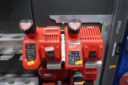 2 stk. ladere med 2 stk. batterier MILWAUKEE