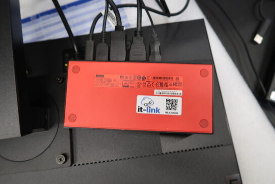 2 stk. computerskærme LENOVO E24-28, dockingstation LENOVO ThinkPad, 