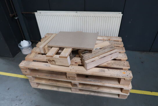 Div. EURO-Paller, plejemidler EURO PART, tønde med indhold, lagerreoler m.m.