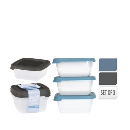 9 pk. Opbevaringssæt sort/blå 0,5 liter