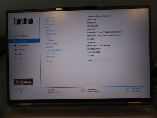 Bærbar computer LENOVO ThinkBook 16p Gen 2