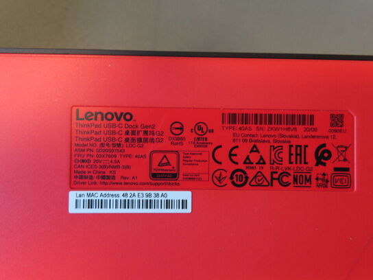 2 stk. dockingstationer LENOVO ThinkPad USB-C Dock Gen2