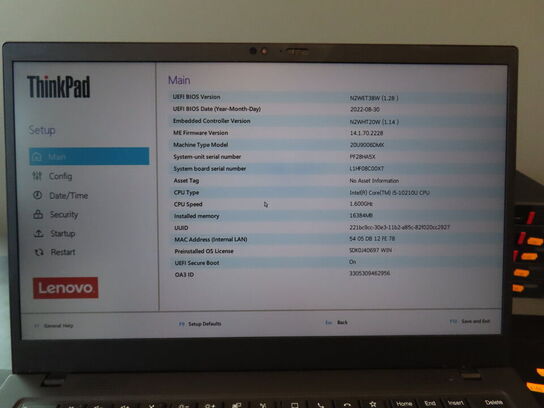 Bærbar computer LENOVO X1 Carbon 8th Gen.