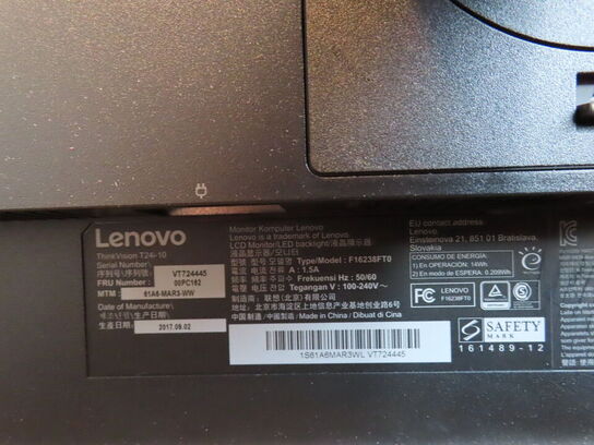 2 stk. computerskærme LENOVO Thinkvision F16238FT0