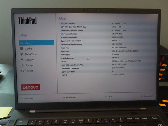 Bærbar computer LENOVO X1 Carbon 9th Gen.