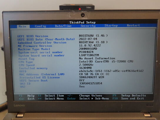 Bærbar computer LENOVO X270