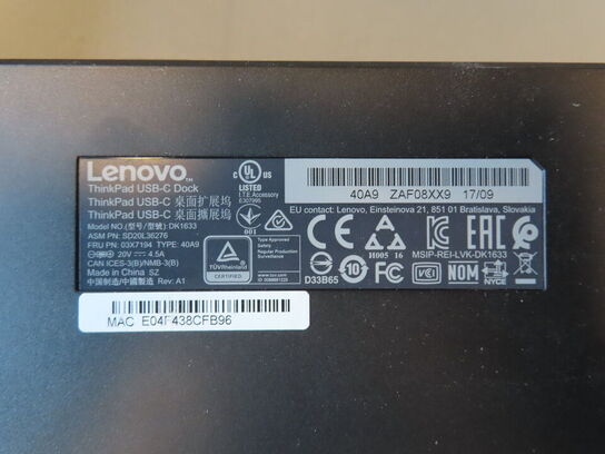 2 stk. dockingstationer LENOVO ThinkPad USB-C Dock