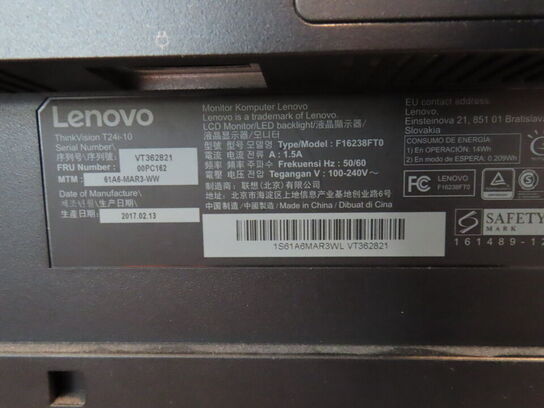 2 stk. computerskærme LENOVO Thinkvision F16238FT0