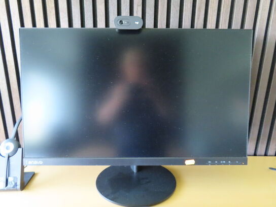 27" monitor, LEVOVO L27i-28, webcam, headset, tastatur og mus