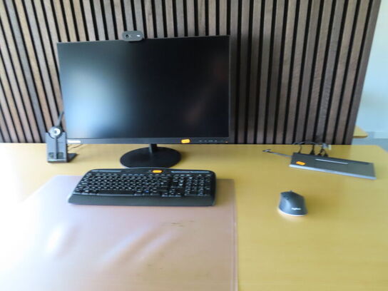 27" monitor, LEVOVO L27i-28, webcam, headset, tastatur og mus