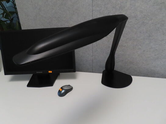 24" monitor, LENOVO LT2423WC, mus og bordlampe