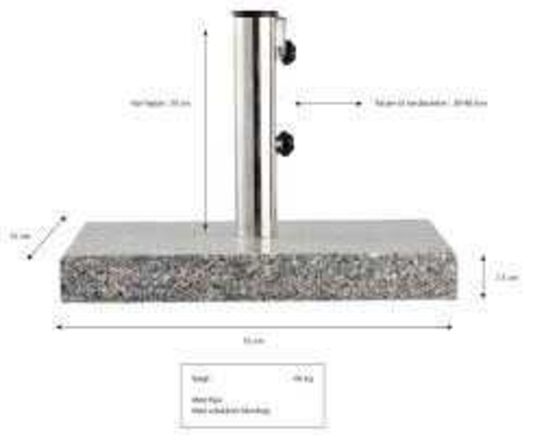 Rio Grande parasolfod grå granit - 60 kg