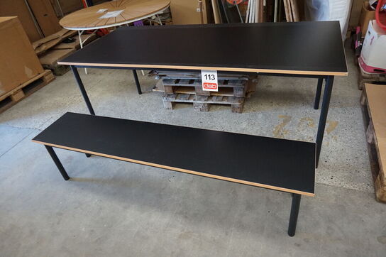 Norr spisebord med bænk- sort 200x90 cm 