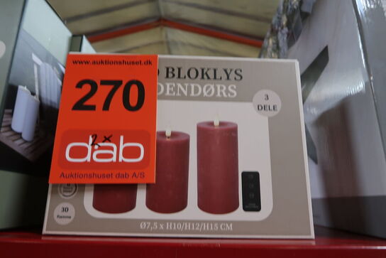 2 pk. Cozzy - LED bloklys med fjernbetjening indendørs rød 3 stk.