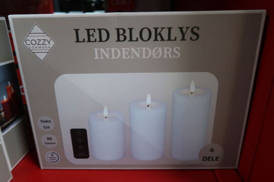 3 pk. Cozzy bloklys hvid 3 stk. med fjernbetjening