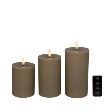 2 pk. Cozzy LED bloklys med fjernbetjening indendørs sand 3 stk.