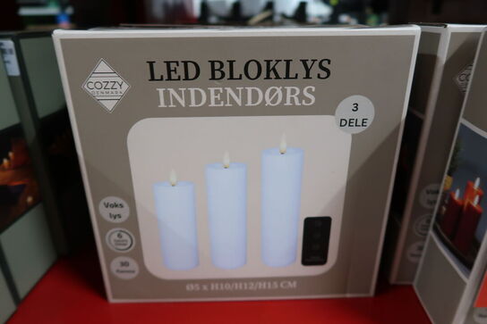 3 pk. Cozzy LED bloklys med fjernbetjening hvid 3 stk.