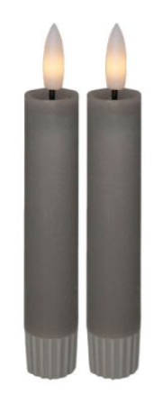 5 pk. LED stagelys 3D flamme Diameter 2,2 cm. , højde 11 cm. Grå. 2-pk.