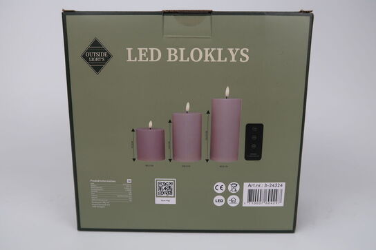 4 pk. Cozzy LED bloklys med fjernbetjening udendørs 3 stk.