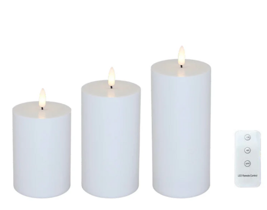 3 pk. Cozzy bloklys hvid 3 stk. med fjernbetjening