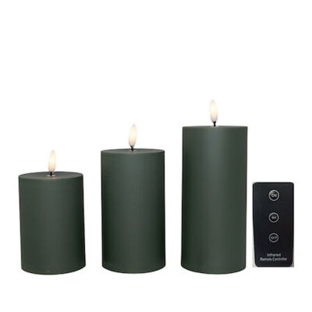 6 pk. Cozzy LED bloklys Grøn med fjernbetjening udendørs 3 stk.