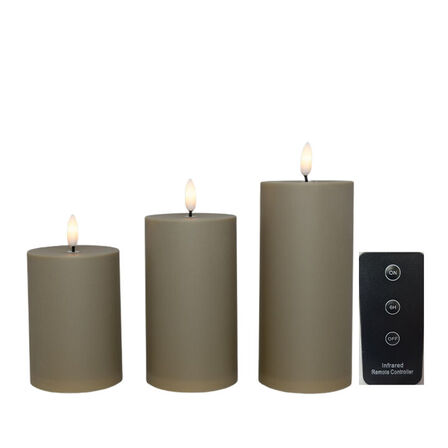 4 pk. Cozzy LED bloklys sand med fjernbetjening udendørs 3 stk.