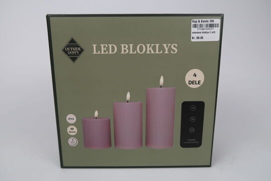 2 pk. Cozzy LED bloklys rosa med fjernbetjening udendørs 3 stk.