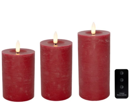 2 pk. Cozzy - LED bloklys med fjernbetjening indendørs rød 3 stk.