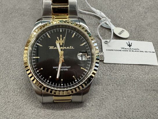 Armbåndsur  MASERATI COMPETIZIONE 43 MM 3H BLACK DIAL SS+YG BR