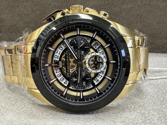 Armbåndsur  MASERATI TRAGUARDO 45 MM CHR BLACK+YG DIAL