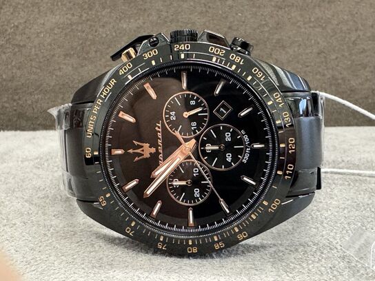 Armbåndsur  MASERATI TRAGUARDO 45 MM CHR BLACK DIAL BR BLACK