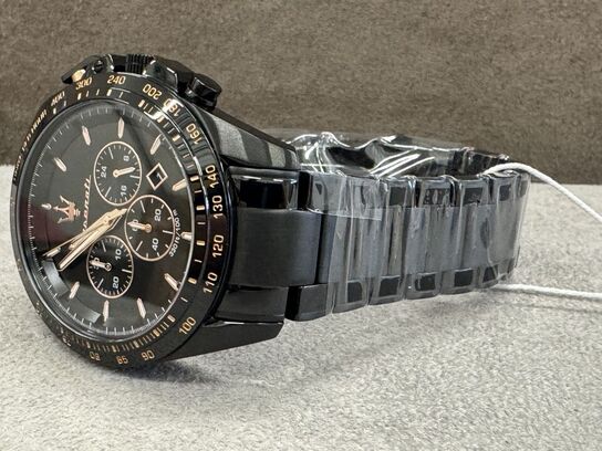 Armbåndsur  MASERATI TRAGUARDO 45 MM CHR BLACK DIAL BR BLACK