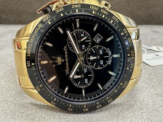 Armbåndsur  MASERATI TRAGUARDO 45 MM CHR BLACK DIAL BR YG