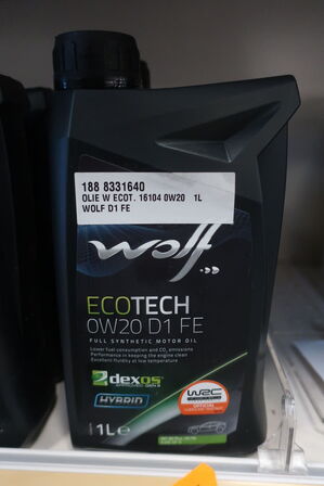 2 stk. motorolie WOLF 0W20 D1 FE 