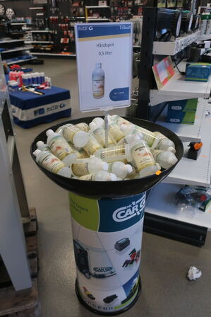 Håndsprit samt stander 