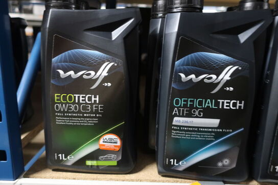 6 stk. gearkasseolie samt 5 stk. motorolie WOLF 