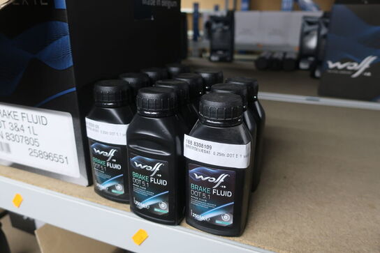 15 liter bremsevækse WOLF DOT 3&4 samt 11 stk. DOT 5.1