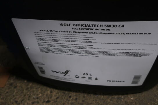 20 liter motorolie WOLF 5W30 C4