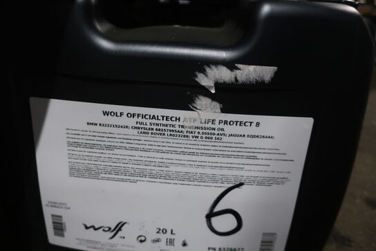 20 liter motorolie 0W30 samt 20 liter gearkasseolie ATF LIFE Protect 8