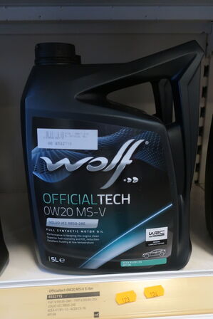 5 liter motorolie WOLF 0W20 MS-V