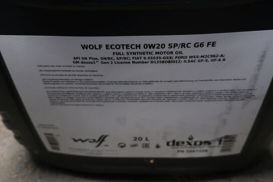 20 liter motorolie WOLF 0W20 SP/RC G6