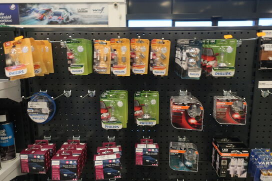 Diverse batterier samt lygter 