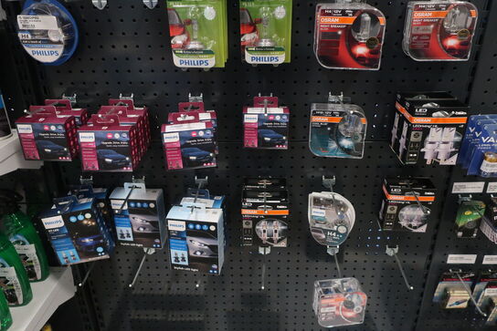 Diverse batterier samt lygter 