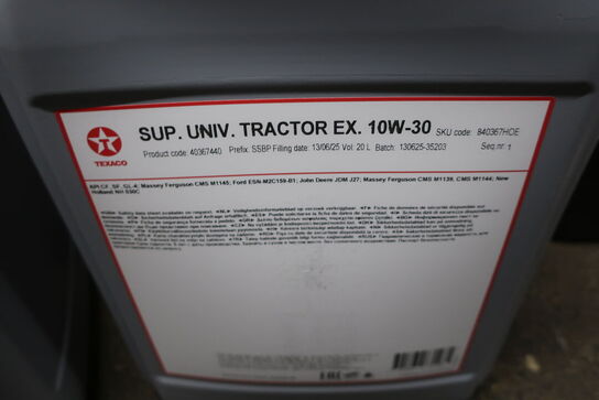 20 liter motorolie TEXACO Univ. Tractor EX. 10W-30