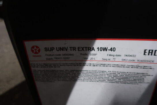 20 liter motorolie TEXACO SUP Univ TR Extra 10W-40