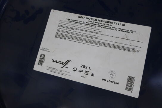 205 liter motorolie WOLF 5W30 C3 LL III